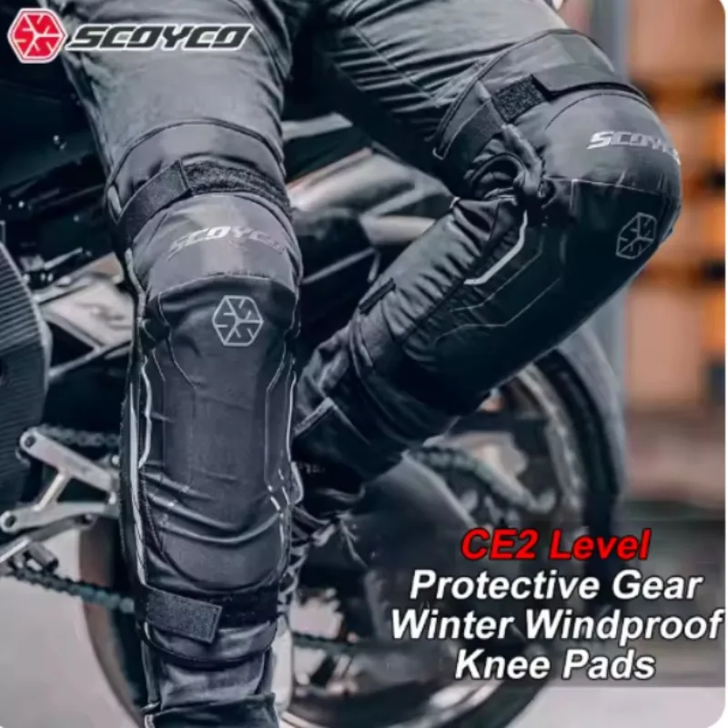 

SCOYCO Motorcycle Knee Pads Winter Warm Motorbike Knee Protection Gear Thickened CE2 Level Anti-fall Safety Guards MTB Knee Pads
