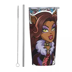 Draculaura Monster High Insulated Tumbler with Straws and Lid Cartoon Stainless Steel Travel Thermal Cup 20 Oz Office Home Mugs