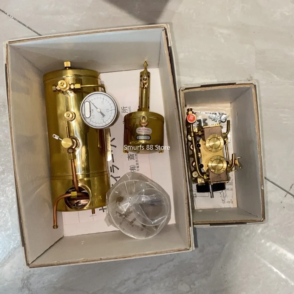 

Металлическая модель парового двигателя котла, полный набор, модель парового двигателя с оригинальным манометром, коллекция игрушек для научных экспериментов