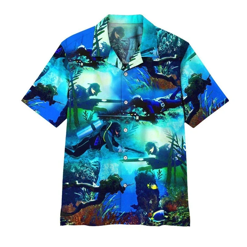 New Men\'s Shirts Short Sleeve Jellyfish Pattern Hawaiian Shirt For Men Tops 3d Printed Summer Holidays Breathable Men\'s Clothing