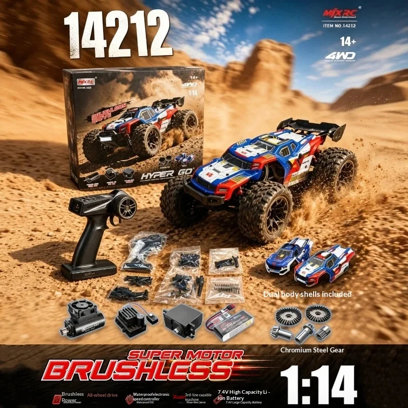 Hot MJX HyperGo 1 14 14212 Brushless 4WD High-Speed Remote Control Car Dual-shell off-road all-terrain remote-controlled vehicle