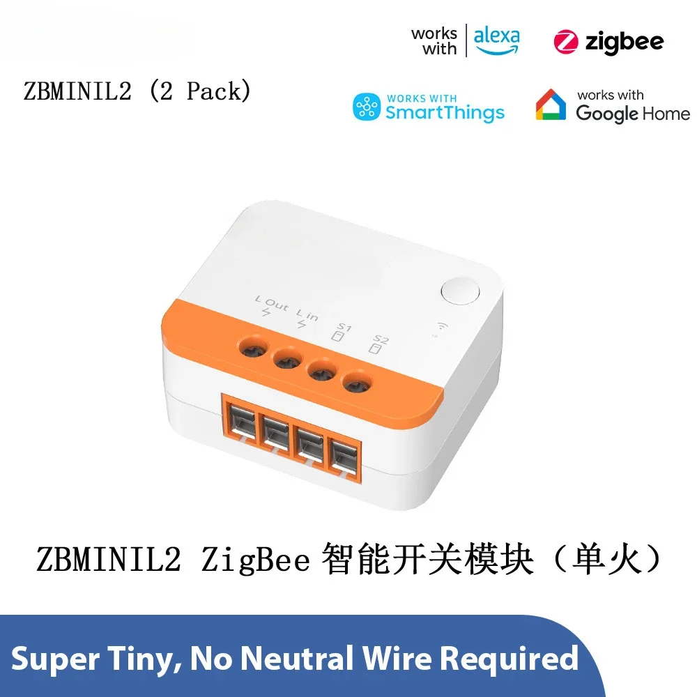 ZBMINI L2 ZigBee Smart Switch Single Fire on-off Module Smart Home Light Breaker Works Remote Control with Alexa Google Alice