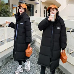 2024 New Fashionable Zipper Down Cotton Jacket for Women, Medium To Long, Hooded, Winter Thick Cotton Coat, Cotton Jacket