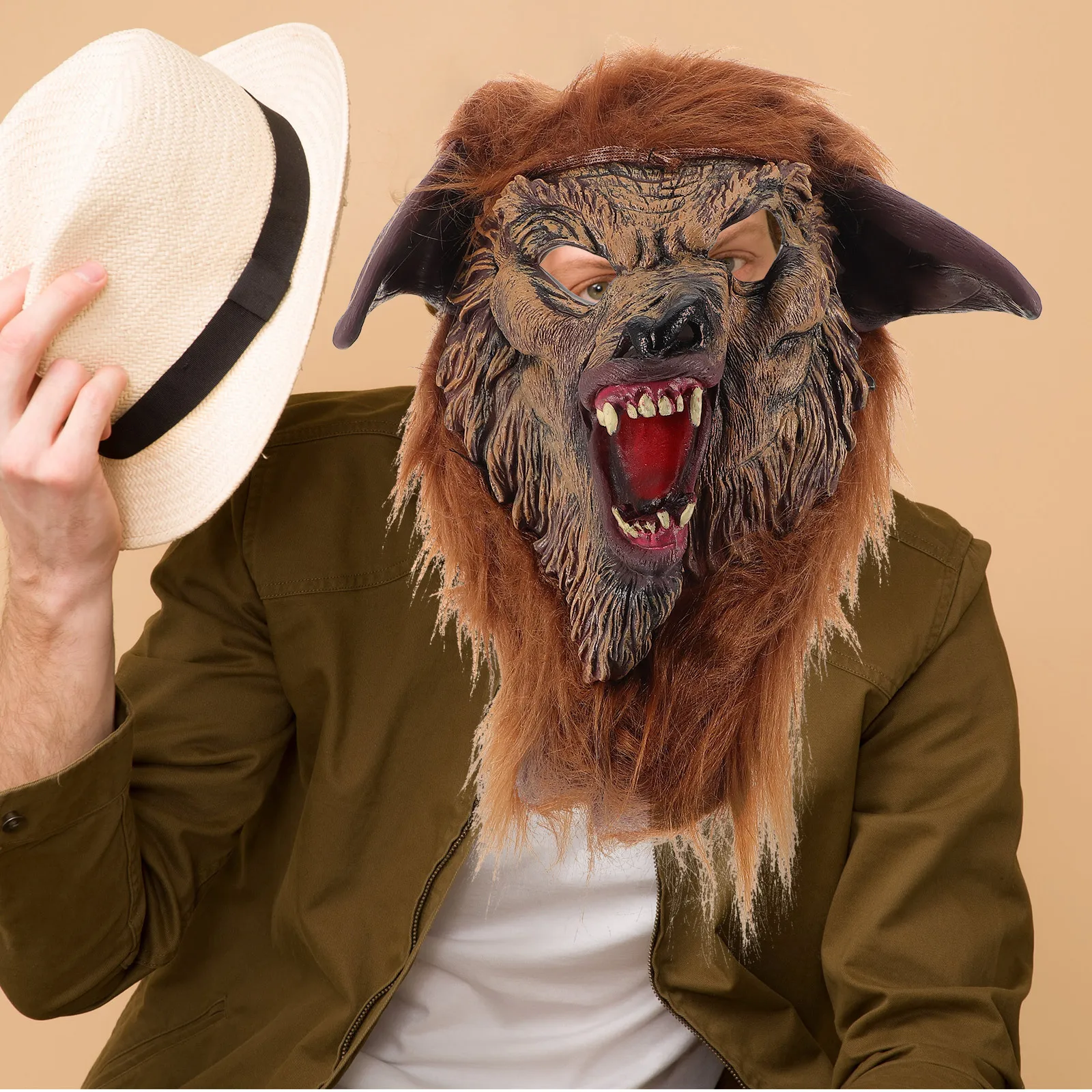 

Halloween Werewolf Mask Realistic Full Face Adult Wolf Costume for Scary Party Cosplay Masquerade Costume Mask