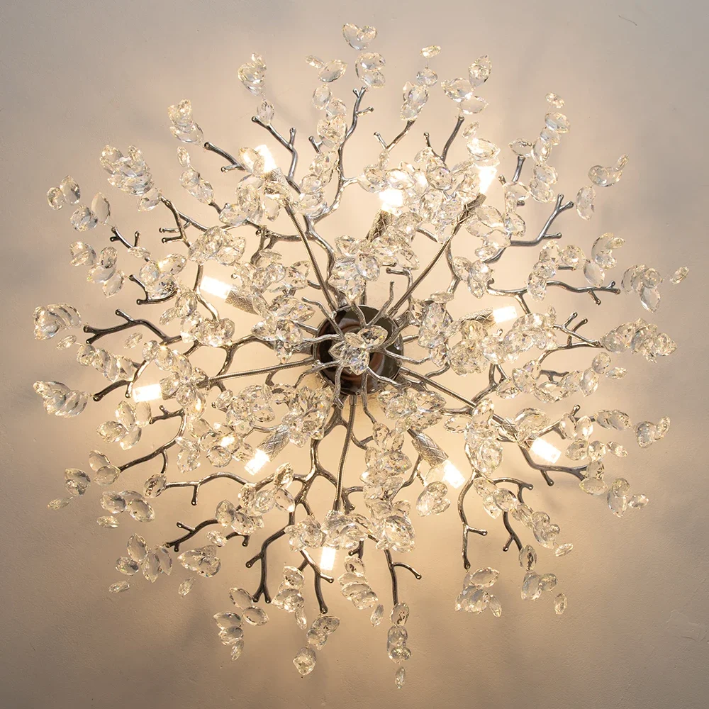 جولة كروم K9 كريستال ثريا تركب بالسقف لغرفة النوم المعيشة غرفة الطعام طاولة المطبخ الحديثة كريستال فرع قلادة الثريا