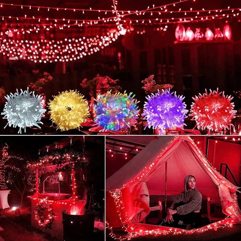 5m-100m led luzes de natal ao ar livre led luzes da corda de fadas para 2025 festa de feriado de ano novo ramadan casamento guirlanda decoração