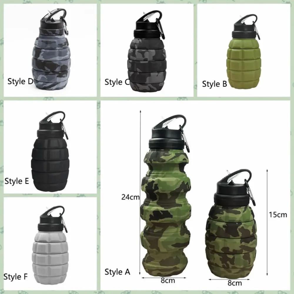 Silicone Retractable Grenade Water Bottle 580ML Collapsible Sports Water Bottle Foldable High Temperature Resistant Drinking Cup