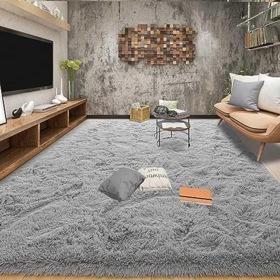 

9x12 Area Rugs for Living Room, Super Soft Fluffy Grey Shaggy Rug for Bedroom and Nursery, Plush Fuzzy Indoor Carpet with Non-S