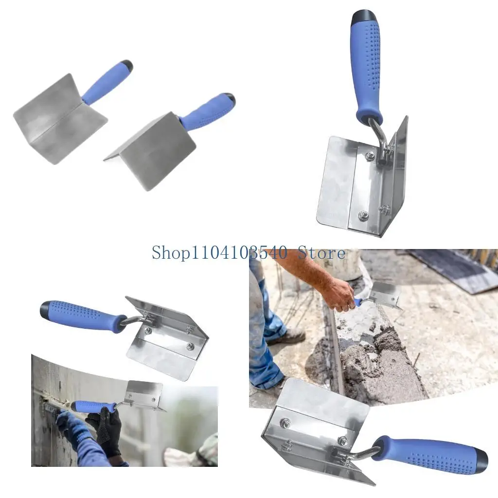 02DC Stainless Steel Corner Trowel Set 100x60 mm for Precise Wall Finishing with Soft Grip Handle for Home Renovations
