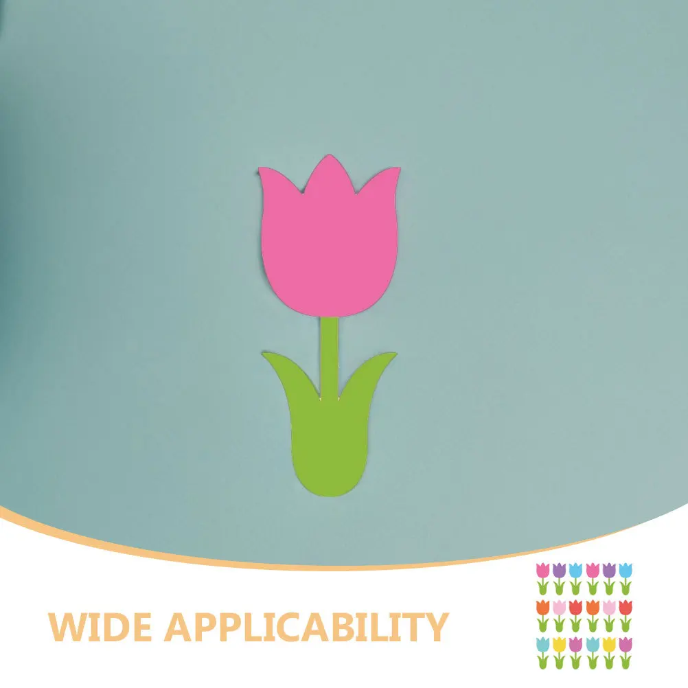 45개의 다채로운 튤립 컷아웃, 생기 넘치는 봄꽃 장식, 게시판 공예 프로젝트용 종이 컷아웃, 봄꽃 컷아웃