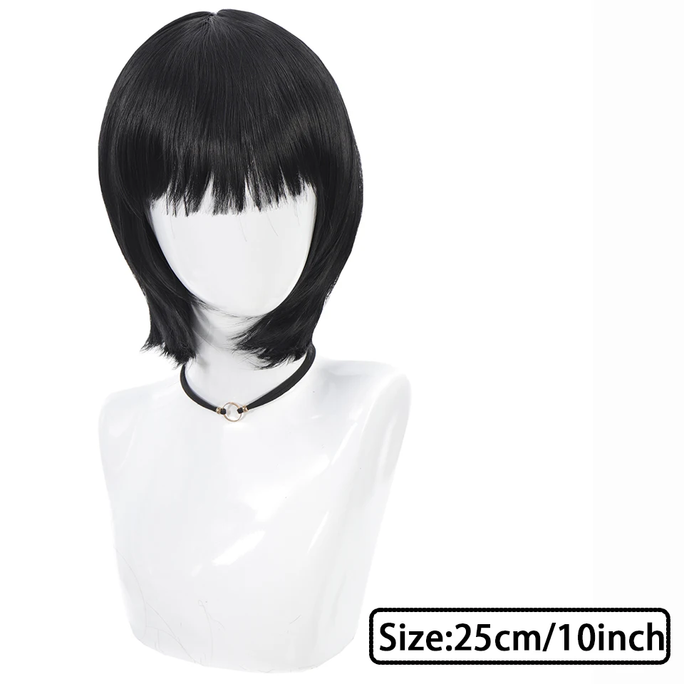 Short Straight Bob Black For Women synthetic wig with fringe Ladies High temperature silk wig For Christmas Carnival Daily wear image 3