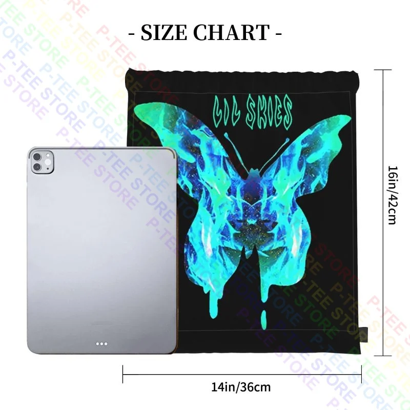 Lil Skies Merch Lil Skies Big Butterfly Drawstring Bags Gym Bag Print Softback Eco Friendly Large Capacity