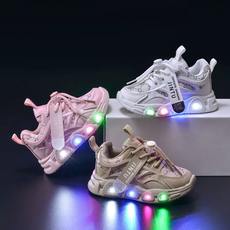 

Spring and Summer New Kid's Light Fashion Cloth Boys Sports Shoes 1-6 Years Old LED Light Shoes Casual Girls Walking Light Shoes