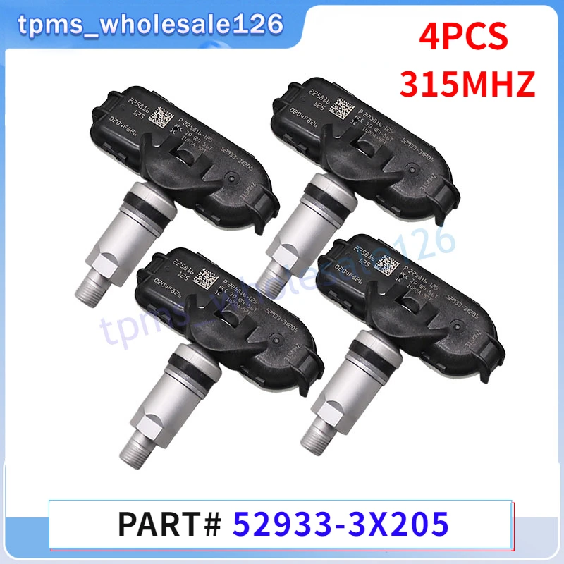 52933-3X205 TPMS 4PCS Tire Pressure Monitor System Sensor For 2012 2013 2014 2015 2016 2017 Hyundai Elantra 2018-2024 Kia Forte