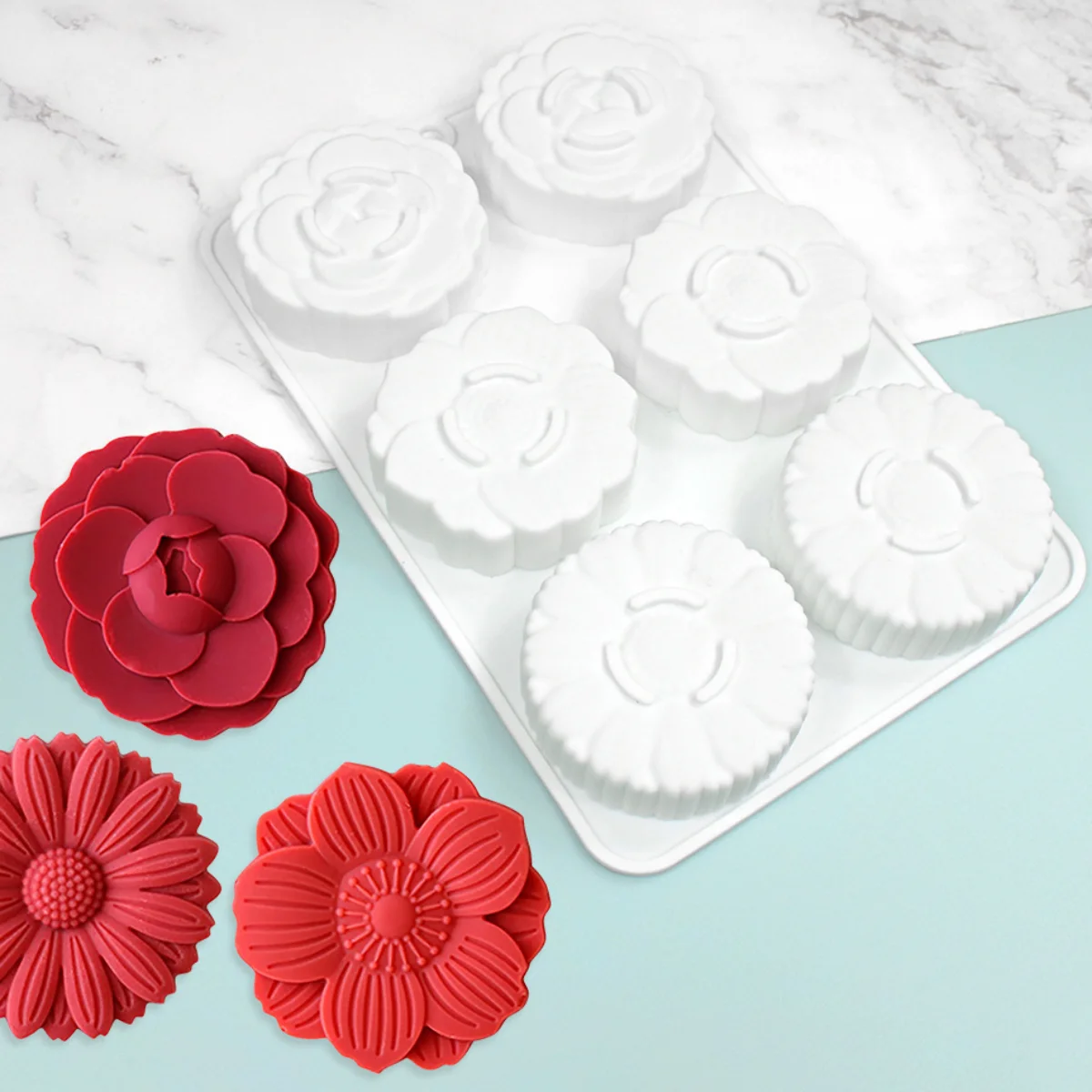 Sunflower Lotus Dessert Silicone Mold Multiple Styles Flower Mousse Cake Chocolate Biscuit Jelly Mooncake Baking Set Soap Mould