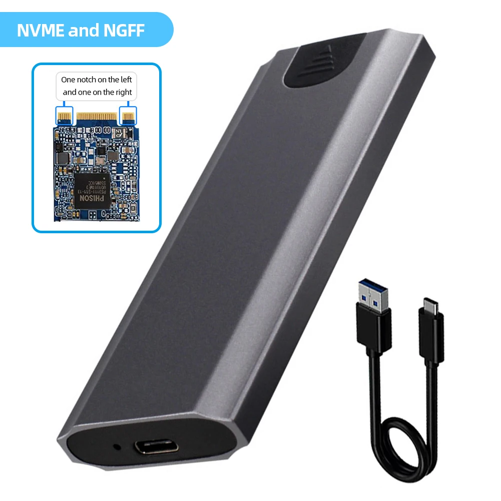 M.2 To USB Type C 3.1 SSD Case Tool-Free NVME/NGFF Dual Protocol Supoort for WindowsmacOS/Android/HaemonyOS for SSD 2230- 2280