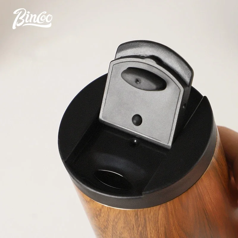 قارورة حرارية من الفولاذ المقاوم للصدأ من BINCOO، كوب قهوة معزول، كوب ماء حراري، لون خشبي، كوب مانع للتسرب للسيارة، 400/550 مل