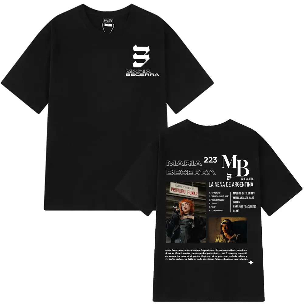 المغني ماريا بيسيرا لا نينا ألبوم 2025 خمر التي شيت الرجال النساء موضة تي شيرت القطن عادية فضفاض المتضخم تي شيرت مروحة الهدايا #1