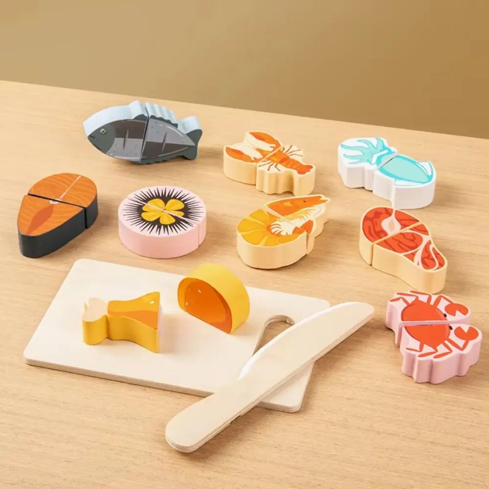 1 conjunto de cozinha de madeira corte frutas brinquedos jogar comida montessori simulação cozinha fingir brinquedo cognitivo requintado