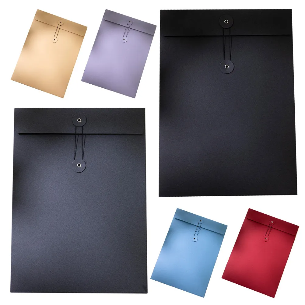 

6pcs A4 File Pouch Paper Document Organizer Large Capacity Storage Pocket For Office School Home Vintage Style String Closure