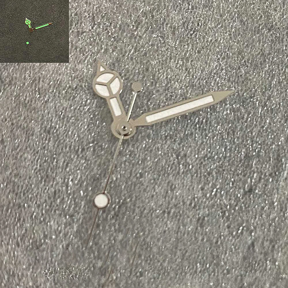 

NH35 Hands Silver Rim Three Pin Watch Hands With Green Luminous Pointers for NH35 NH36 4R 7S Movement Needles Accessories