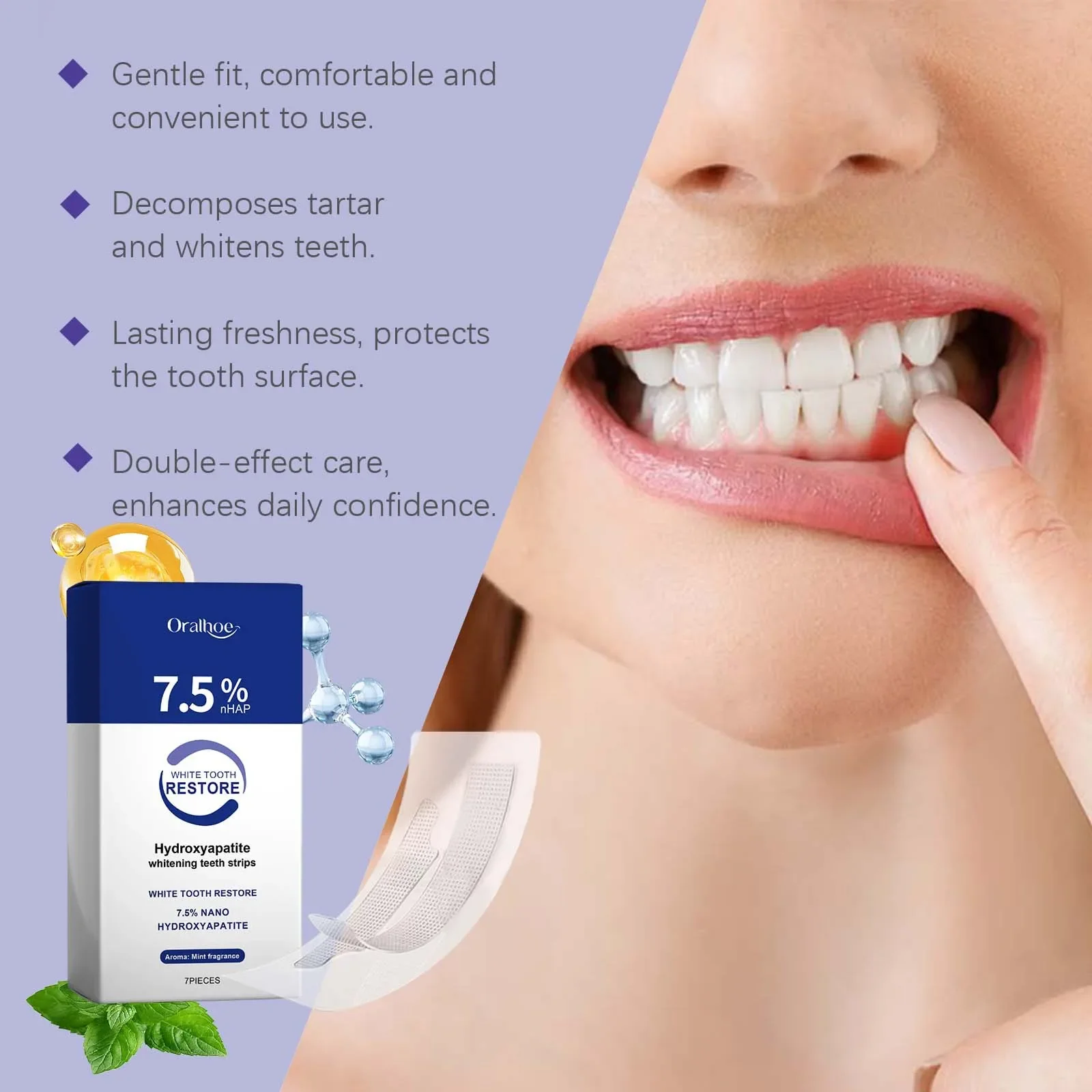 

5D Teeth Whitening Strips Tooth Whitener Gel Strip Teeth Strips Reduced Sensitivity White Strips for Teeth Whitening