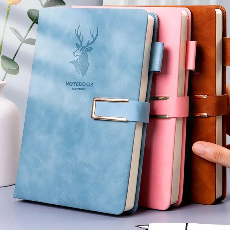 

A5 360 Sheets Business Notebook with Buckle Conference Notebook Multi Color Thickened Leather Notebook Stationery Supplies