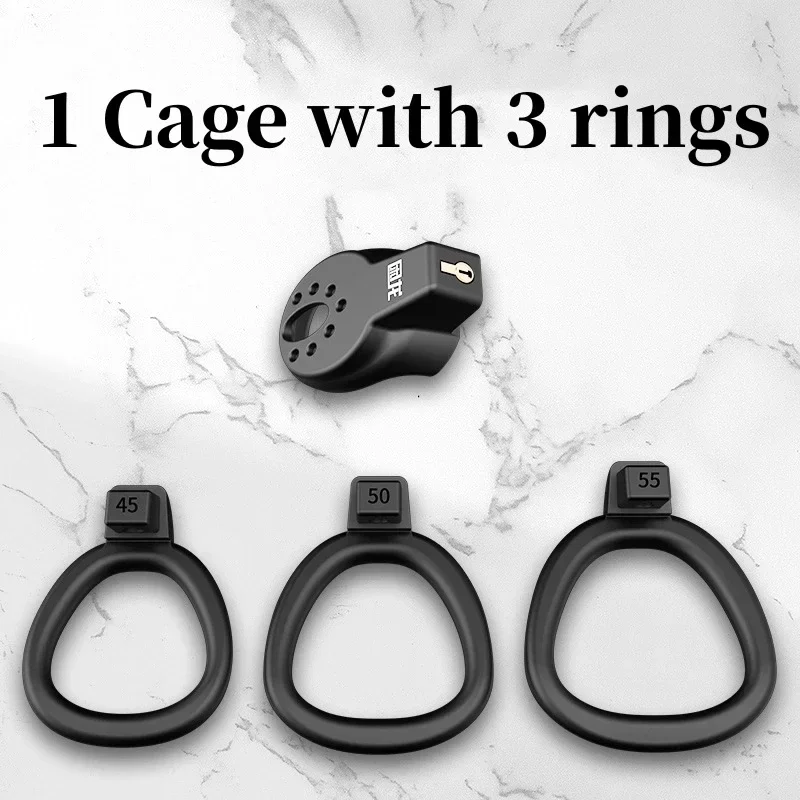 Jaula de castidad plana BDSM para hombres, Dispositivo de Castidad, cinturón de Bondage masculino, Juguetes sexuales, anillo de pene Sissy con 3 tamaños