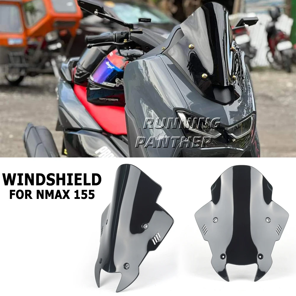 Motorcycle Front Windscreen Windshield Wind Screen Shield Deflector Guard For Yamaha Nmax N-max 155 Nmax155 N-max155 2020-2024