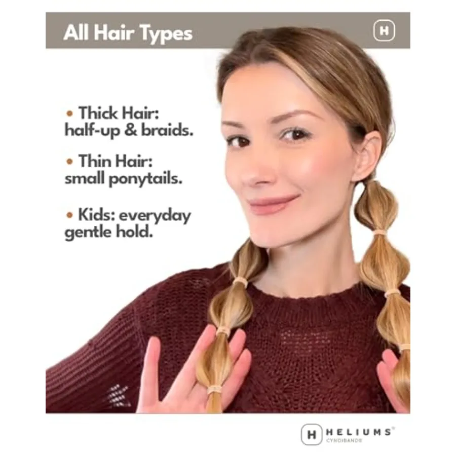 ربطات شعر صغيرة للشعر الرقيق و - حوامل ذيل حصان محايدة أشقر ذهبي داكن - 1 بوصة قابلة لإعادة الاستخدام 2 مم مطاطية بدون ضرر D #5