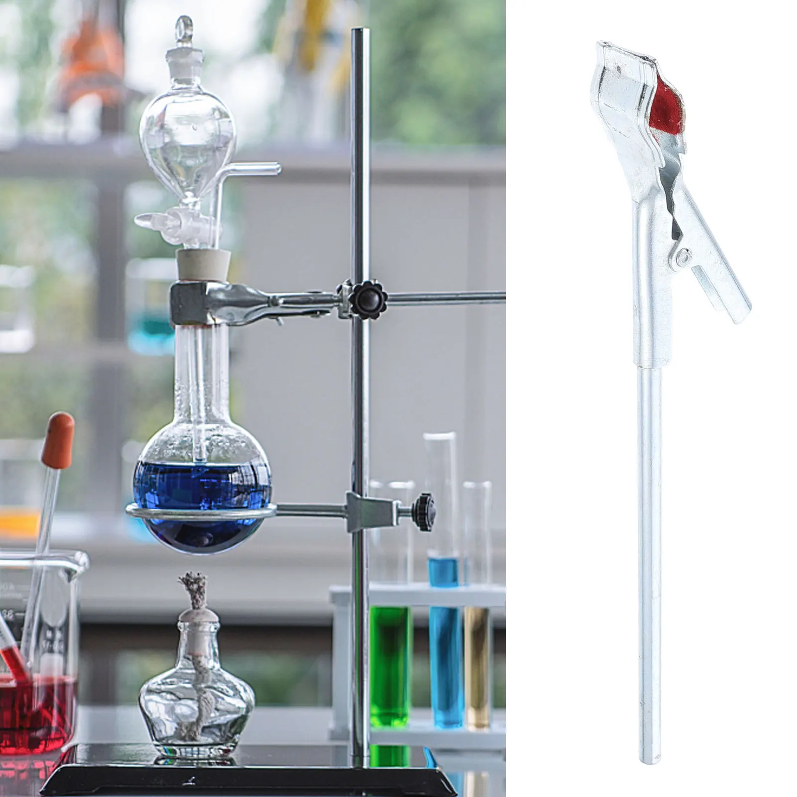 

2Pcs Test Tube Holder Iron Clamp Anti-Skid Pad Stable Durable Laboratory Experiment Accessories Lightweight Reliable Tools