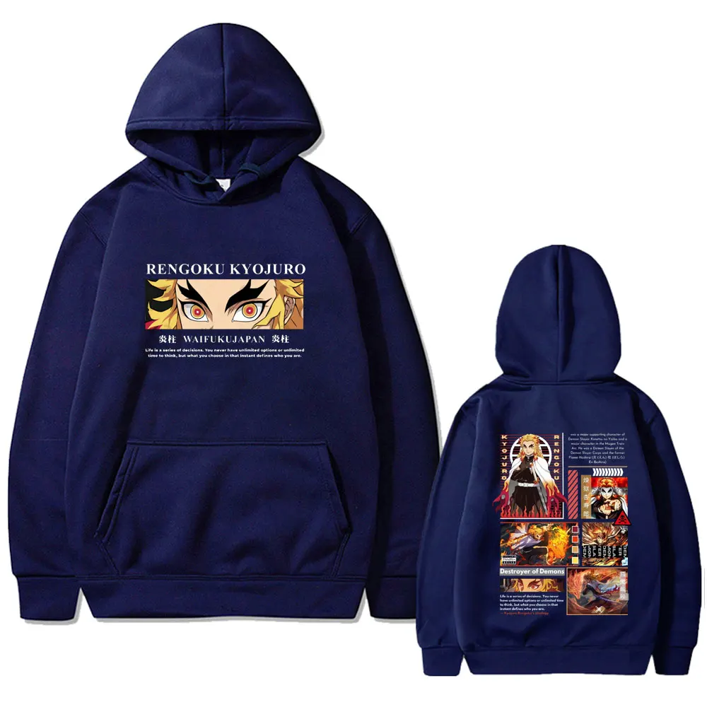 Mejor famoso Anime Demon Slayer Rengoku Kyoujurou Sudadera con capucha hombres mujeres ropa moda amantes de los dibujos animados sudaderas con capucha hombre Vintage chándal