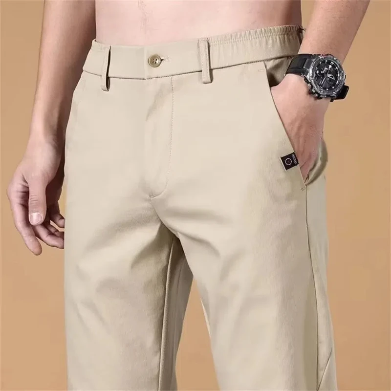 

Men's Summer Thin Slim Straight-leg Casual Pants for Men's Business Trousers Ice Silk Loose Quick-drying Sports Trousers