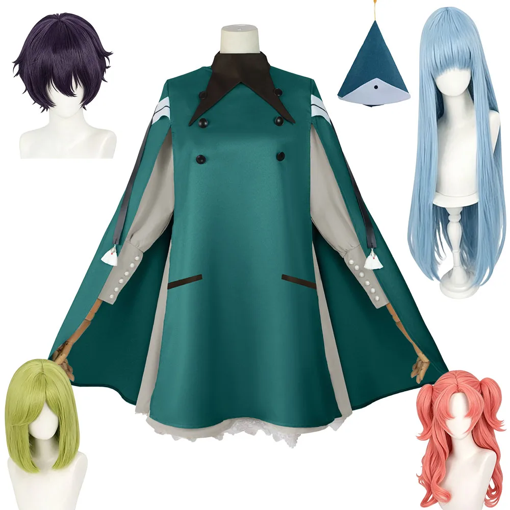 Costume de sorcière pour filles, uniforme de sorcier, robe de sorcière verte pour Halloween, tenue de jeu de rôle, ensemble complet