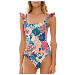 Ladies One Piece Floral Printing Swimming Costume Sexy Classic With Bra Pads And No Steel Bra For Women Bikini Swimsuits