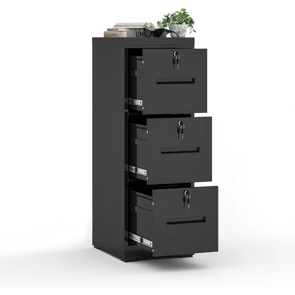 Drawer Metal File Cabinet with 3 Unique Locks Heavy Duty Locking File Cabinets Home Office Steel Filing Cabinet Vertical File