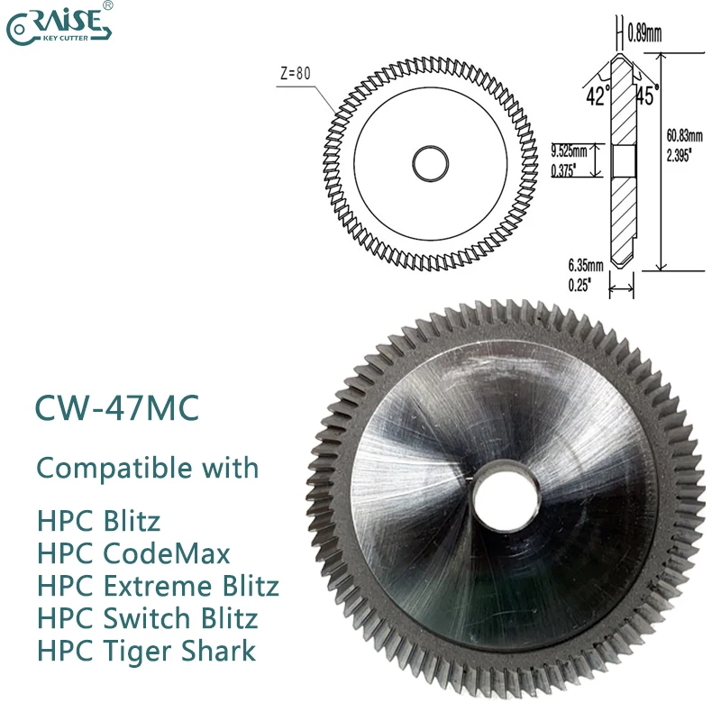 HPC CW-47MC 87° angle Cutter Compatible with HPC 1200 series Key Machines for Japanese and Korean automotive locks