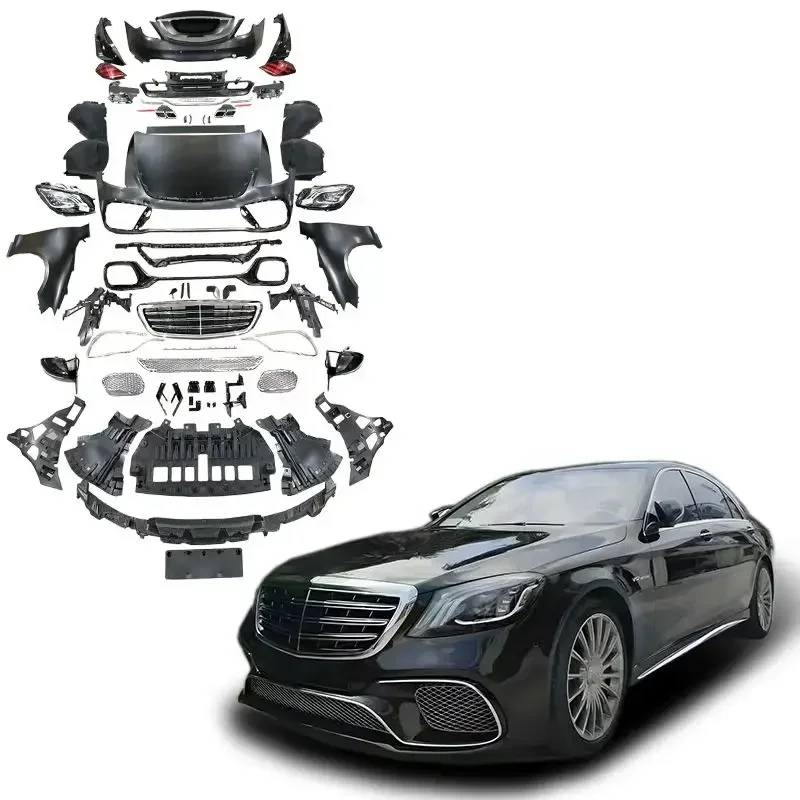 

Комплект кузова для Benz W221 Обновление обвеса до W222 S63 S65 AM G Стиль Комплект деталей кузова Подтяжка автомобиля Длинная боковая юбка фары