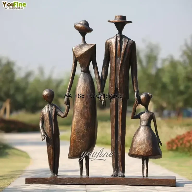 Wmwmnu Life Size Family Group Bronze Metal Sculpture for Parks Decor