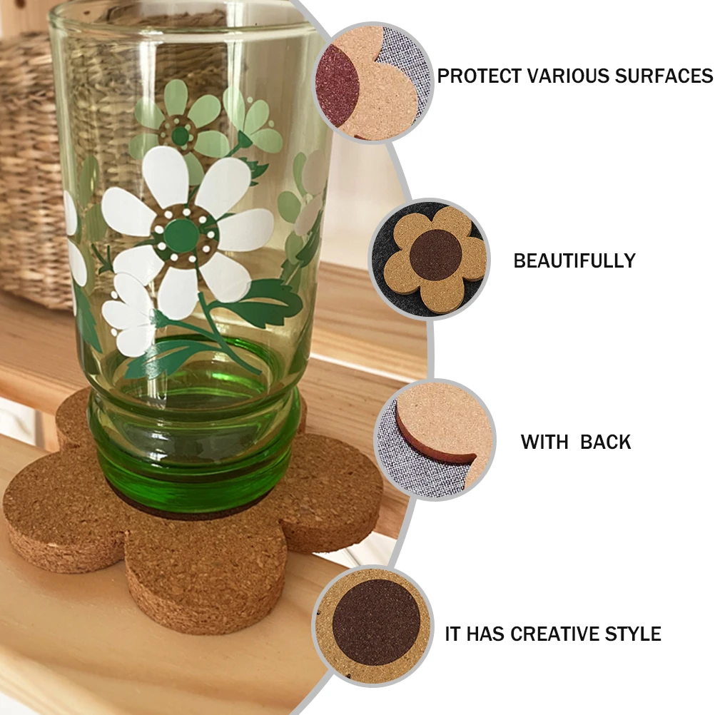 

4pcs Cork Coaster Thick Reusable Drink Protector For Wood Coaster Table Mat Cup Pad Cup Pad Home Kitchen Decor