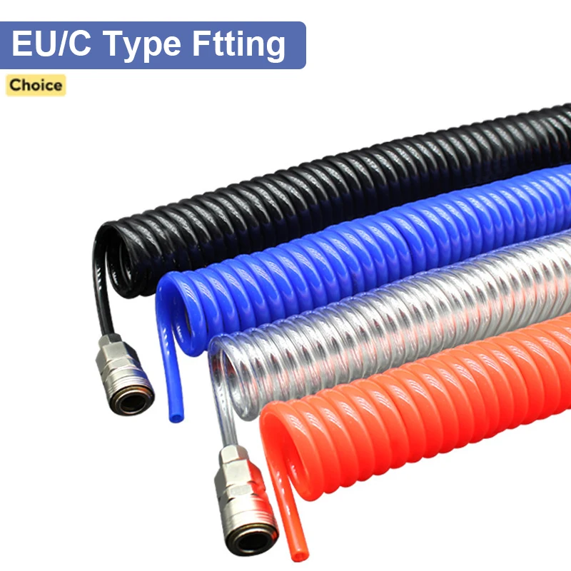 

3/6/9/12/15M PU Air Compressor Hose Tube Flexible Air Tool With Connector Pneumatic Polyurethane Spring Spiral Pipe With joint