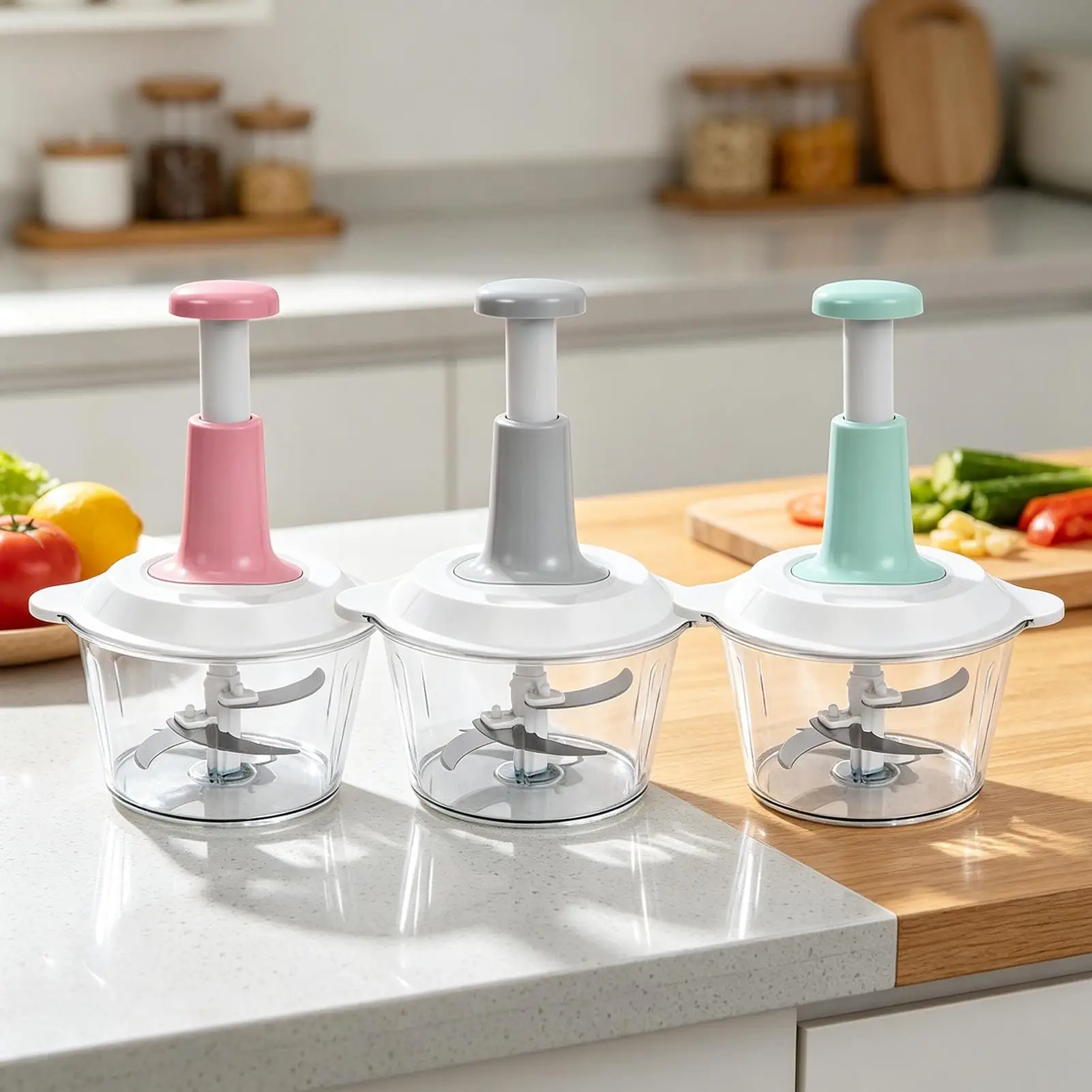  Manual Multifunctional Grinder Food Chopper Vegetable Chopper Hand Press Household Garlic PressMeat Grinder for Fruits Veggies