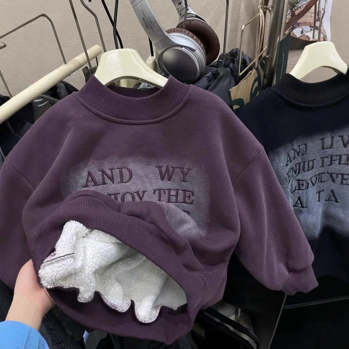 

Толстовка для маленьких мальчиков UNITIM, зимние флисовые толстовки с вышивкой букв для маленьких мальчиков, новые детские теплые пуловеры для маленьких мальчиков