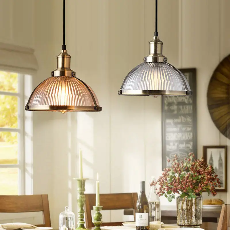 

American industrial loft vintage pendant light glass iron for dining room color E27 Edison bulb home lamp