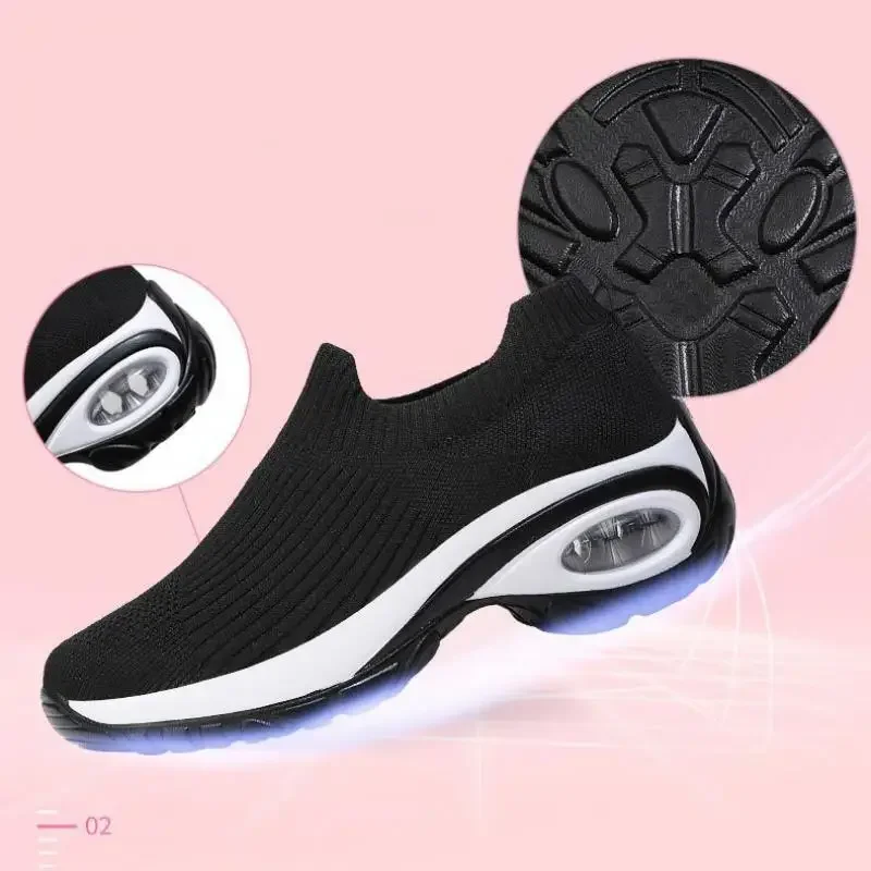 Zapatos De Mujer Ladies Casual Shoes Breathable Wedge Mesh Sneakers Thick Sole Comfortable Outdoor Running Shoes Vulcanized Shoe