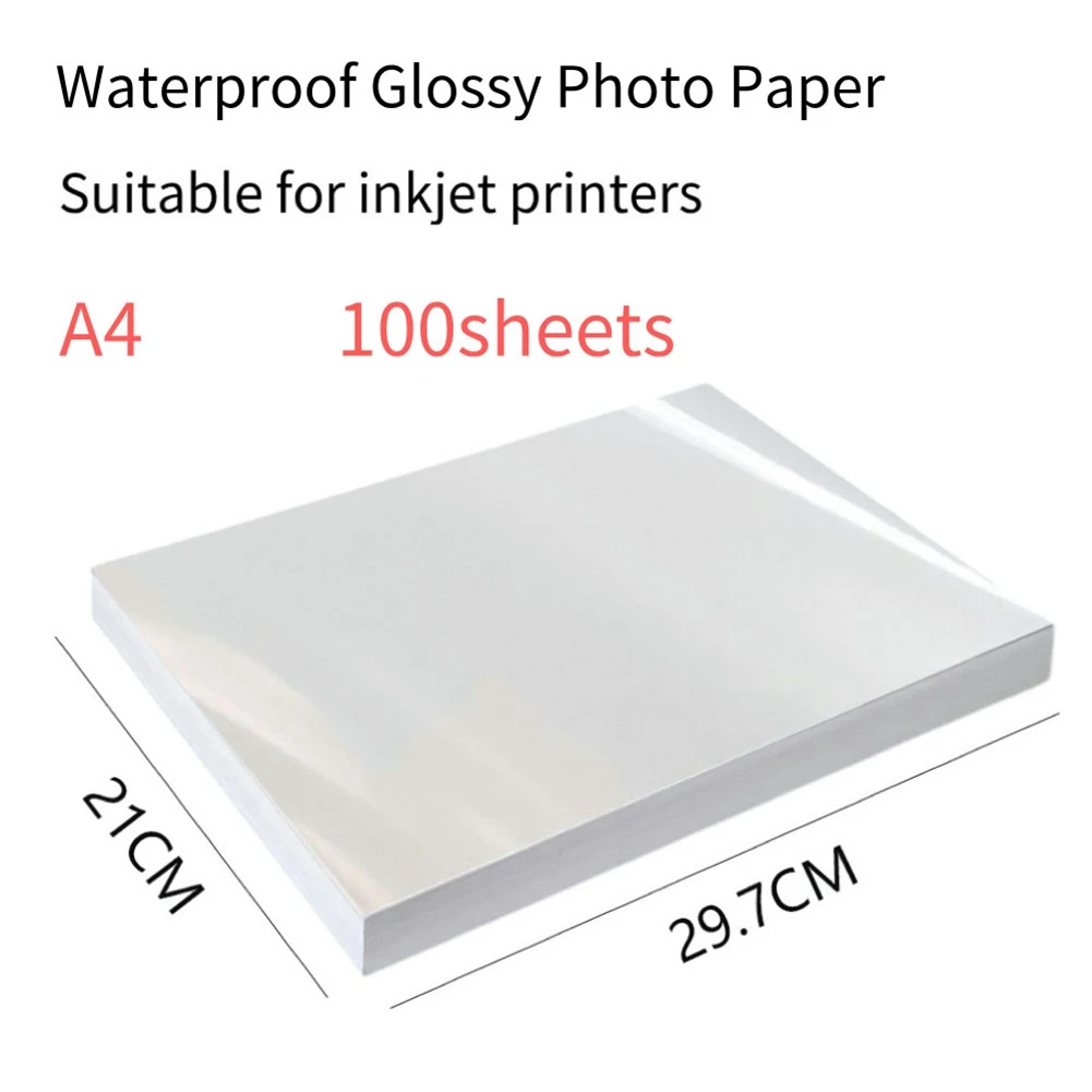 A85P A4 Glossy Photo Paper 100 Sheets 115gsm for Inkjet Printers, Ideal for Flyers and Menus