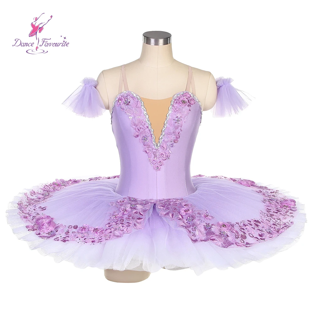 Danza preferita Tutu di balletto BLL510 pizzo Spandex corpetto bianco LilacTutu e Applique decorato Tutu di balletto Pre-professionale