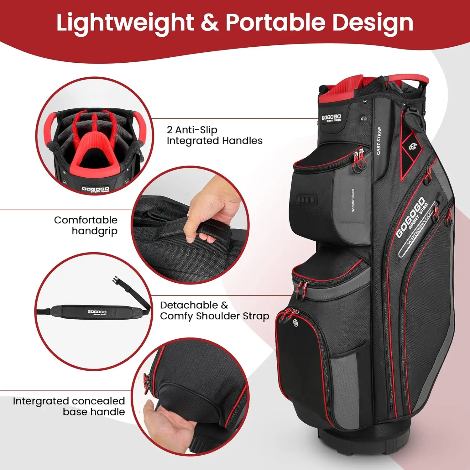 Full Length Divider, Golf Club Bag with Cooler, 11 Pockets