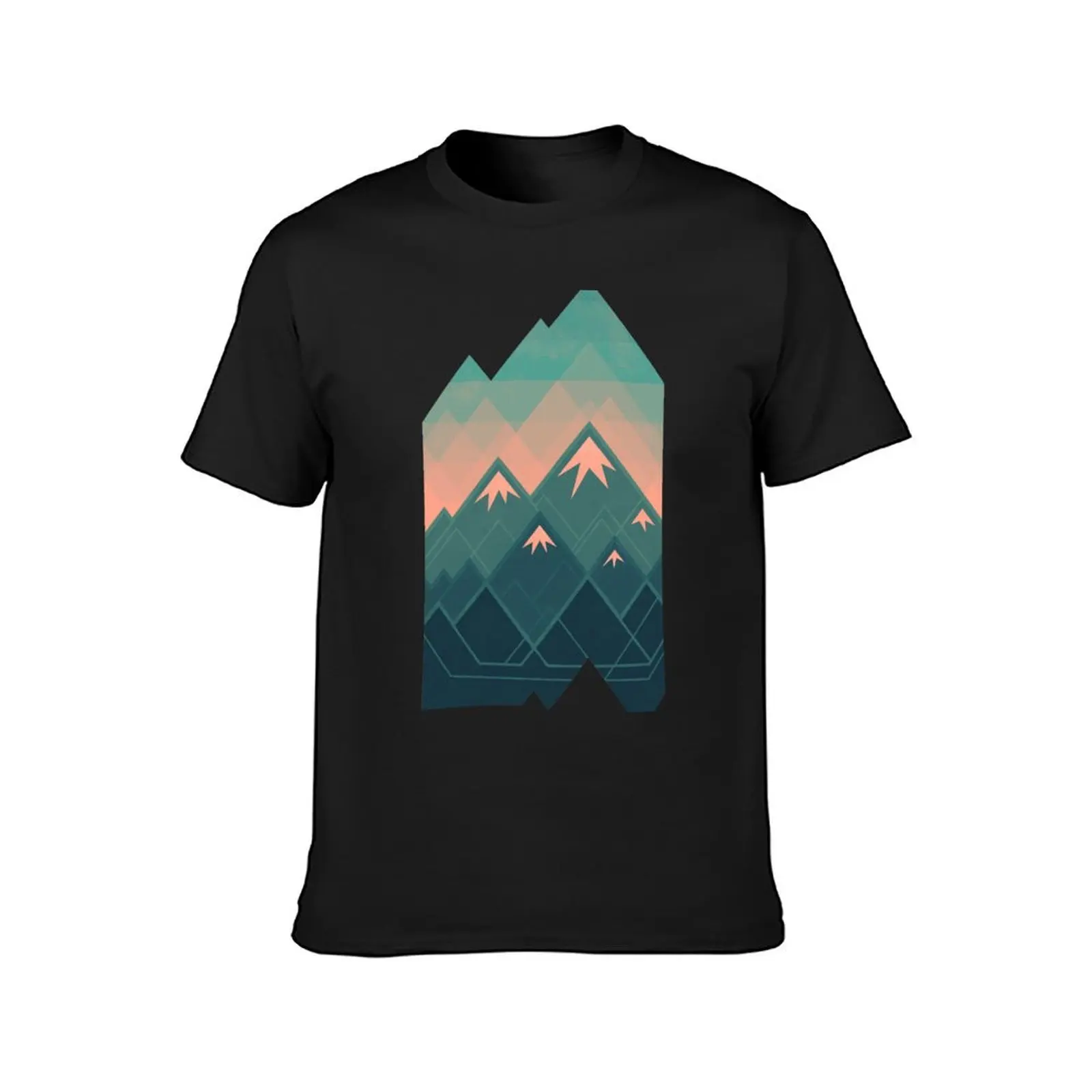 Geometric Mountains T-Shirt boys whites blanks tops Blouse black t-shirts for men