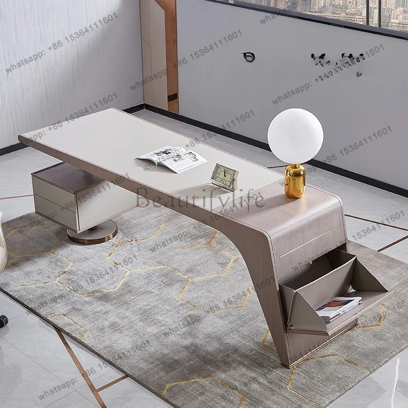 Italian postmodern study furniture bookcase computer office study table and chair combination desk integrated writing desk